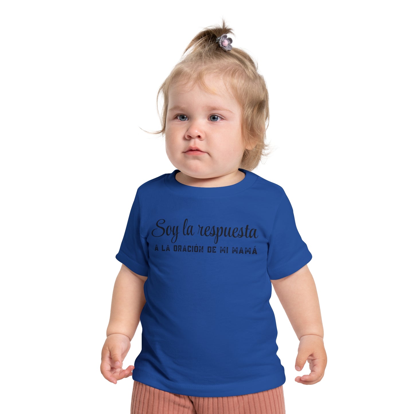 Baby T-Shirt "Soy la respuesta de la oración de mi mamá" – Spanish Faith Infant Tee