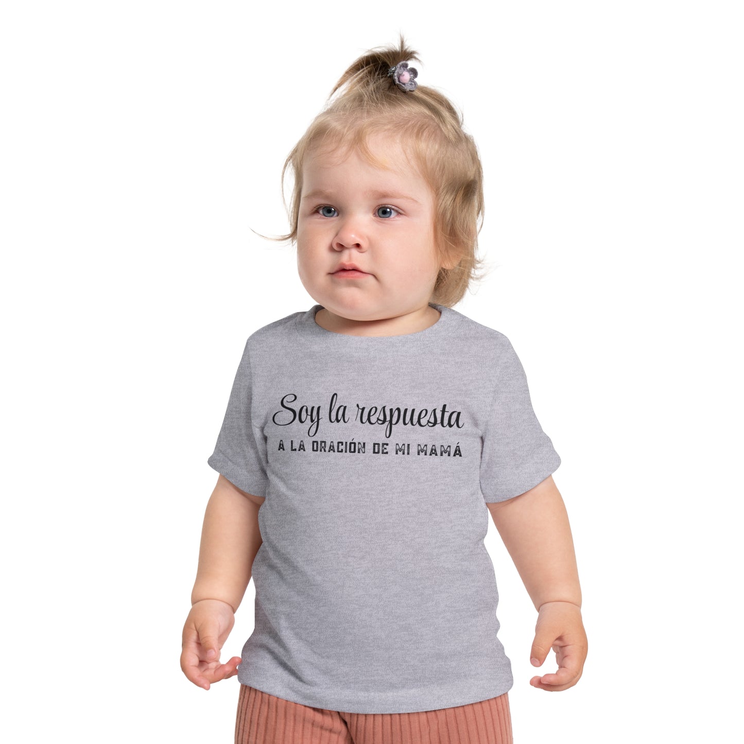 Baby T-Shirt "Soy la respuesta de la oración de mi mamá" – Spanish Faith Infant Tee