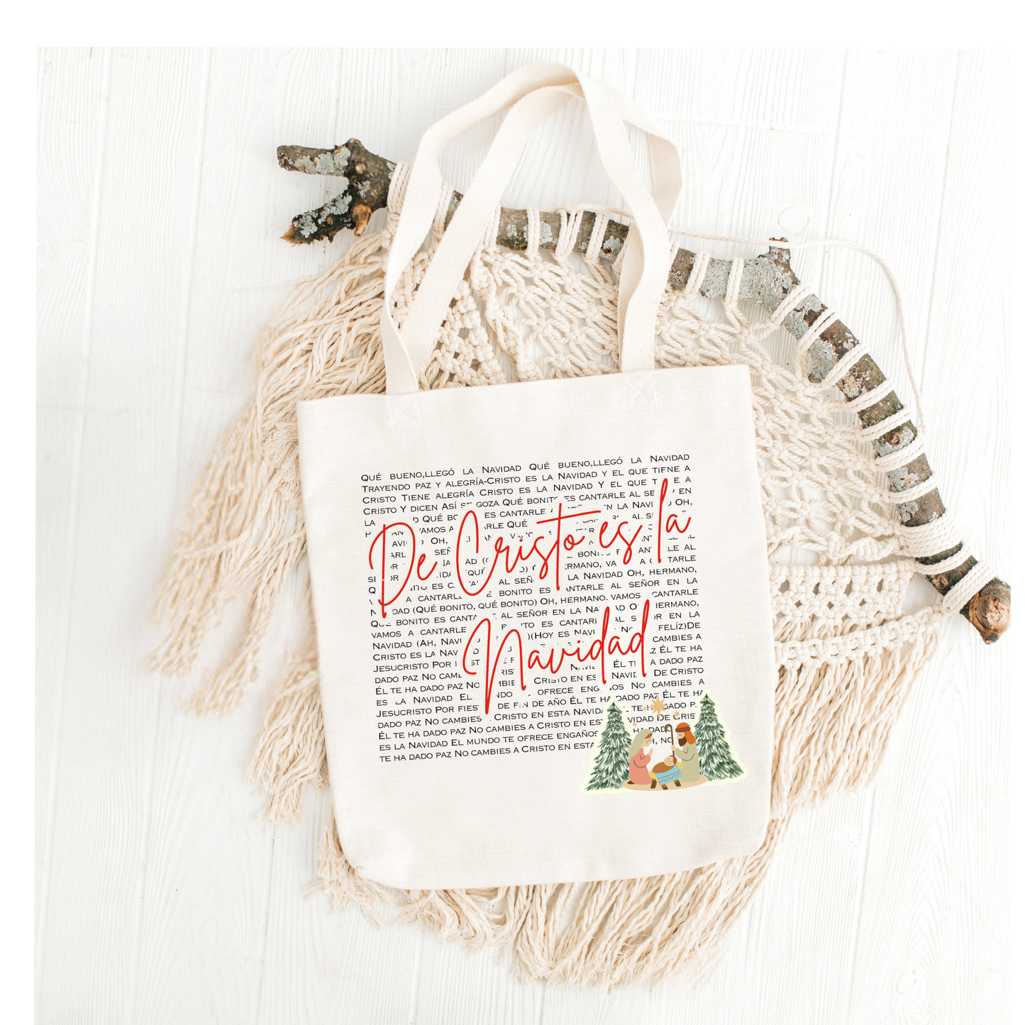 De Cristo es la Navidad” Canvas Tote Bag
