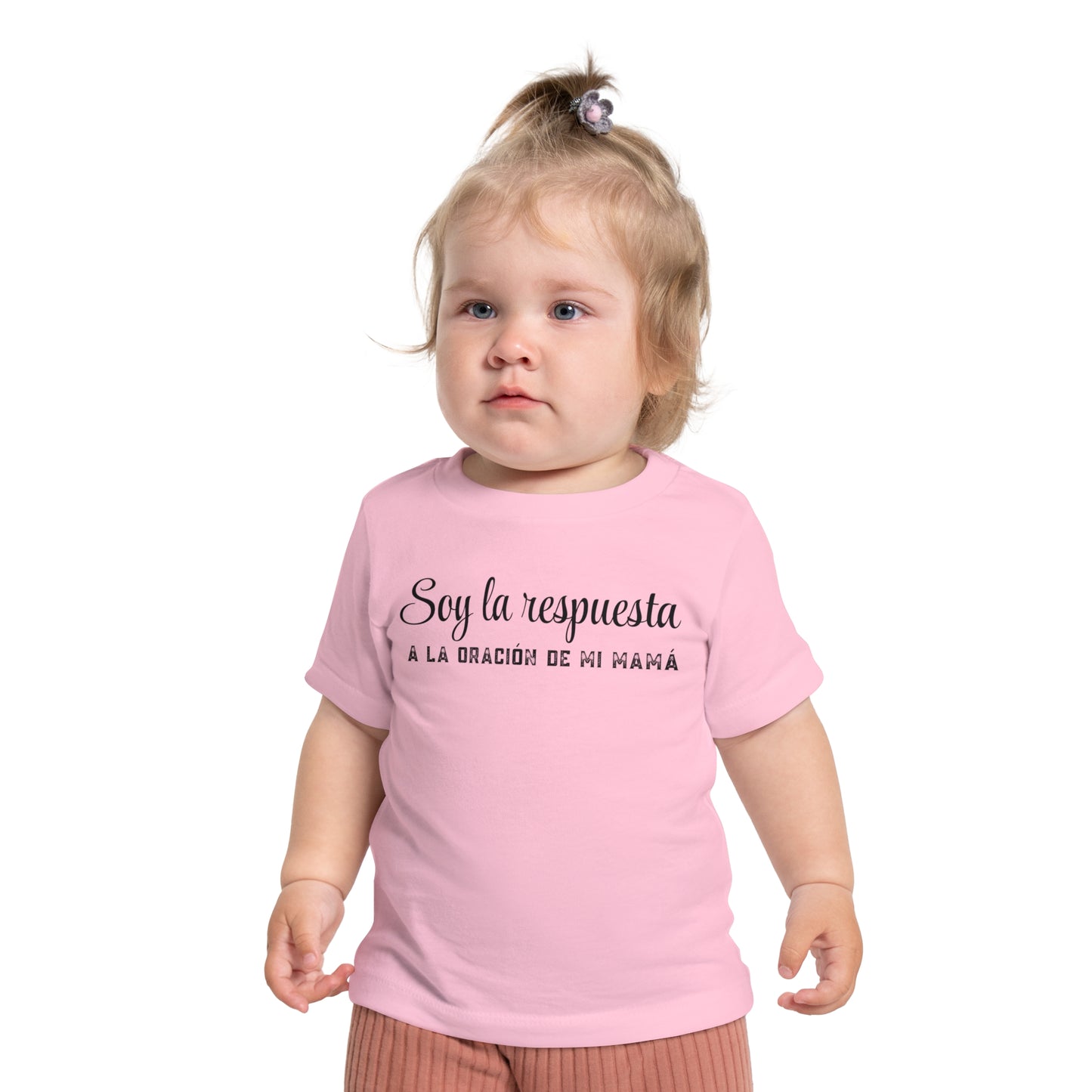 Baby T-Shirt "Soy la respuesta de la oración de mi mamá" – Spanish Faith Infant Tee