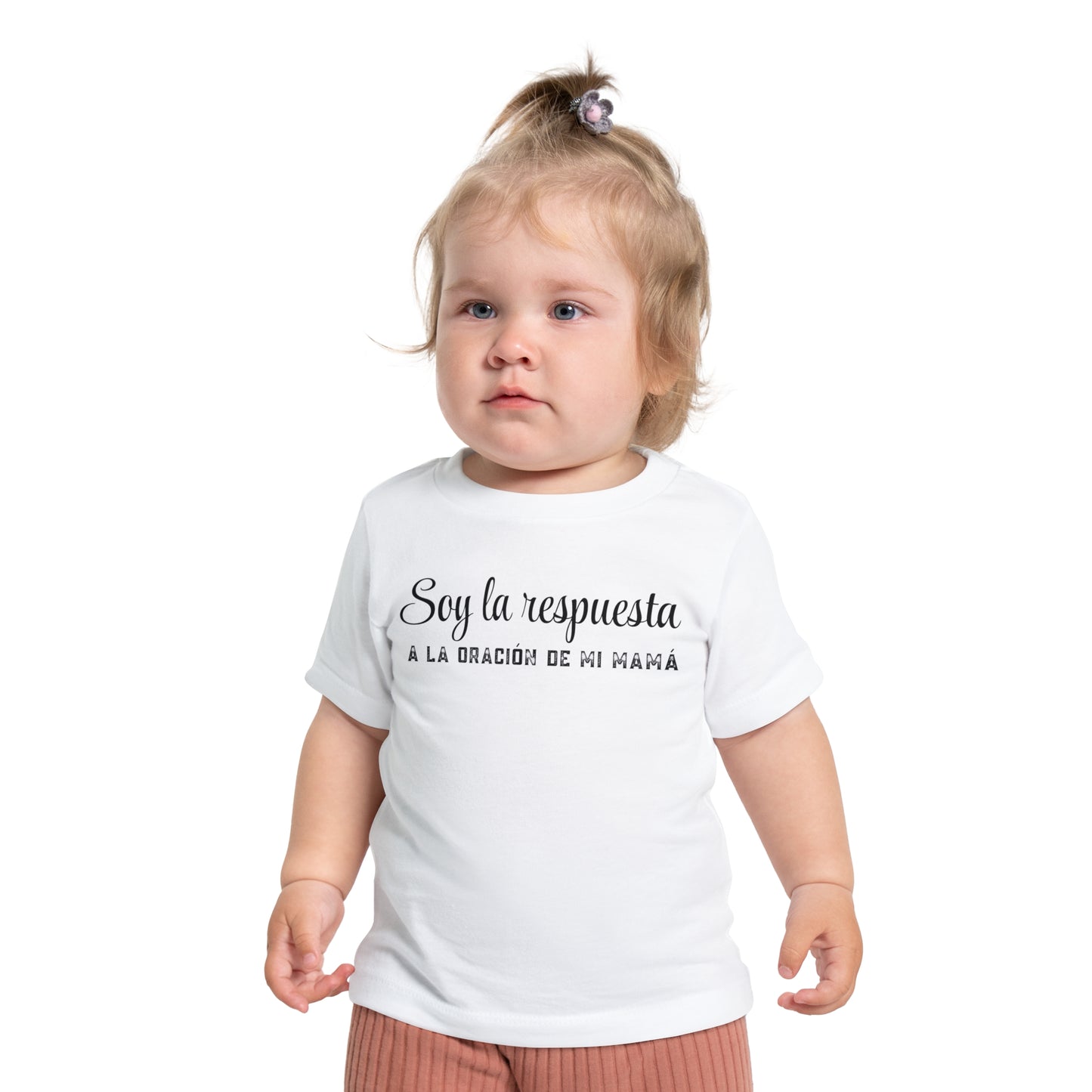 Baby T-Shirt "Soy la respuesta de la oración de mi mamá" – Spanish Faith Infant Tee